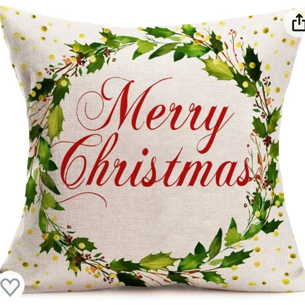 NEW Set of 4 Festive Merry Christmas Pillow Covers, 18